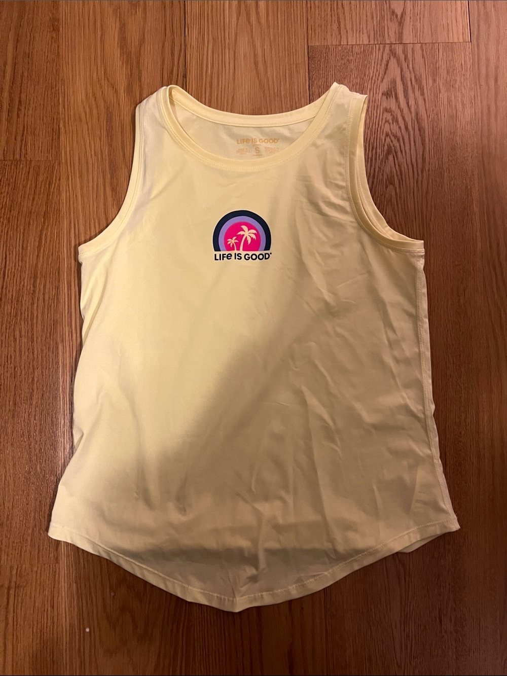 Life Is Good Light Yellow Palm Graphic Tank